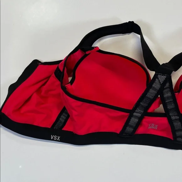 VSX Sport Victoria’s Secret Front Zip Sports Bra 36DD High Impact Red - Picture 8 of 11